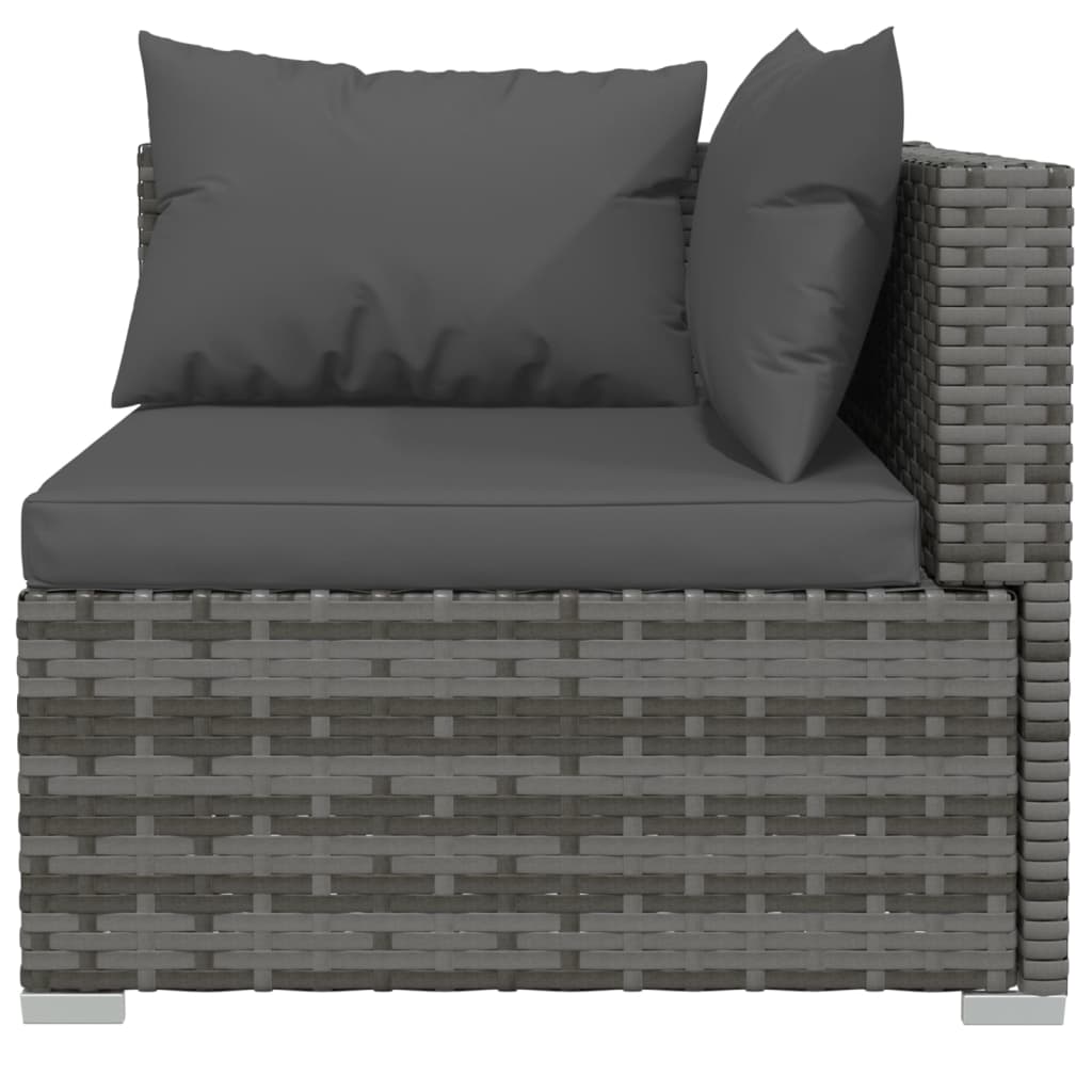Set Divani da Giardino 8 pz con Cuscini in Polyrattan Grigio | homemem39