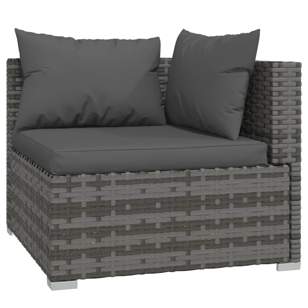 Set Divani da Giardino 9 pz con Cuscini in Polyrattan Grigio | homemem39