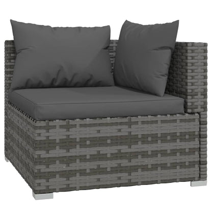 Set Divani da Giardino 9 pz con Cuscini in Polyrattan Grigio | homemem39