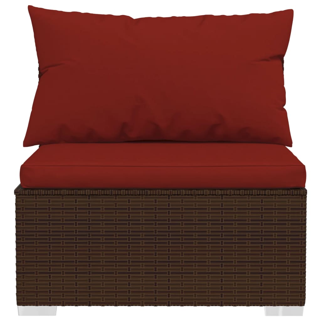 Set Divani da Giardino 12 pz con Cuscini in Polyrattan Marrone | homemem39