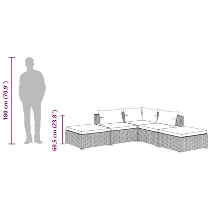 Set Divani da Giardino 5 pz con Cuscini in Polyrattan Marrone - homemem39