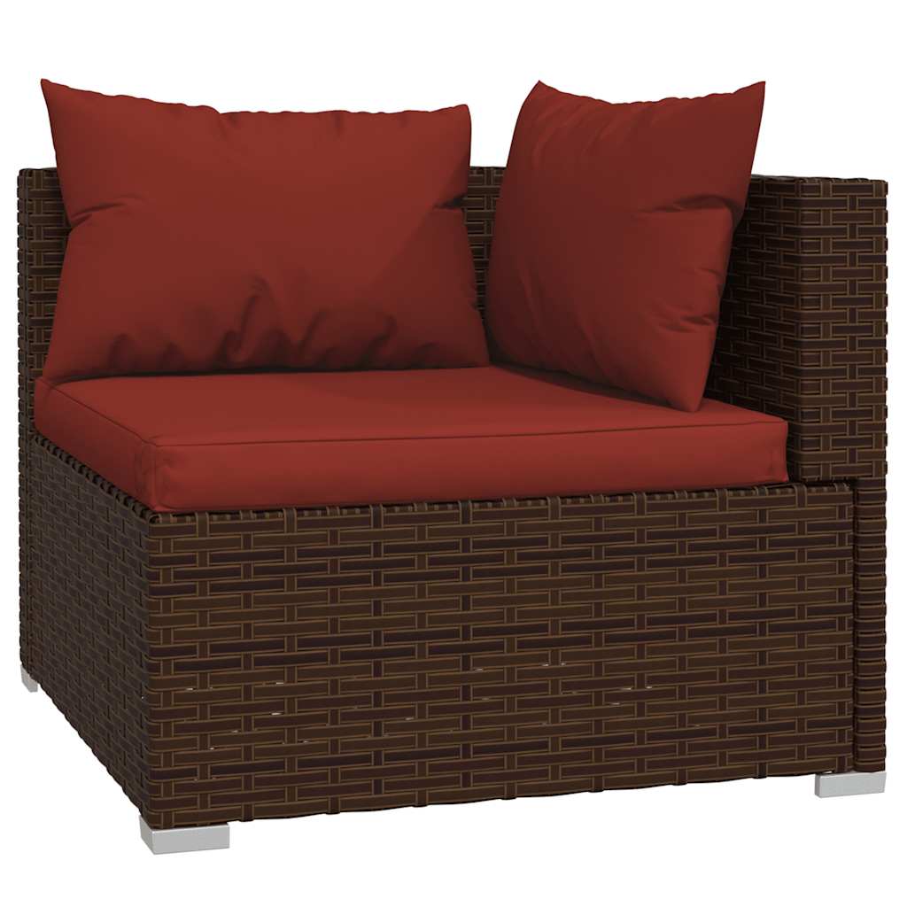 Set Divani da Giardino 5 pz con Cuscini in Polyrattan Marrone | homemem39