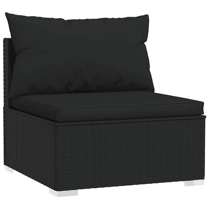 Set Divani da Giardino 4 pz con Cuscini in Polyrattan Nero - homemem39