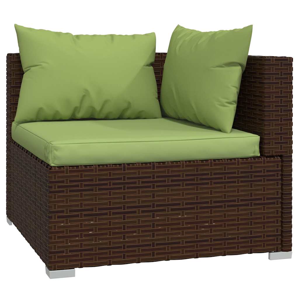 Set Divani da Giardino 4 pz con Cuscini in Polyrattan Marrone | homemem39