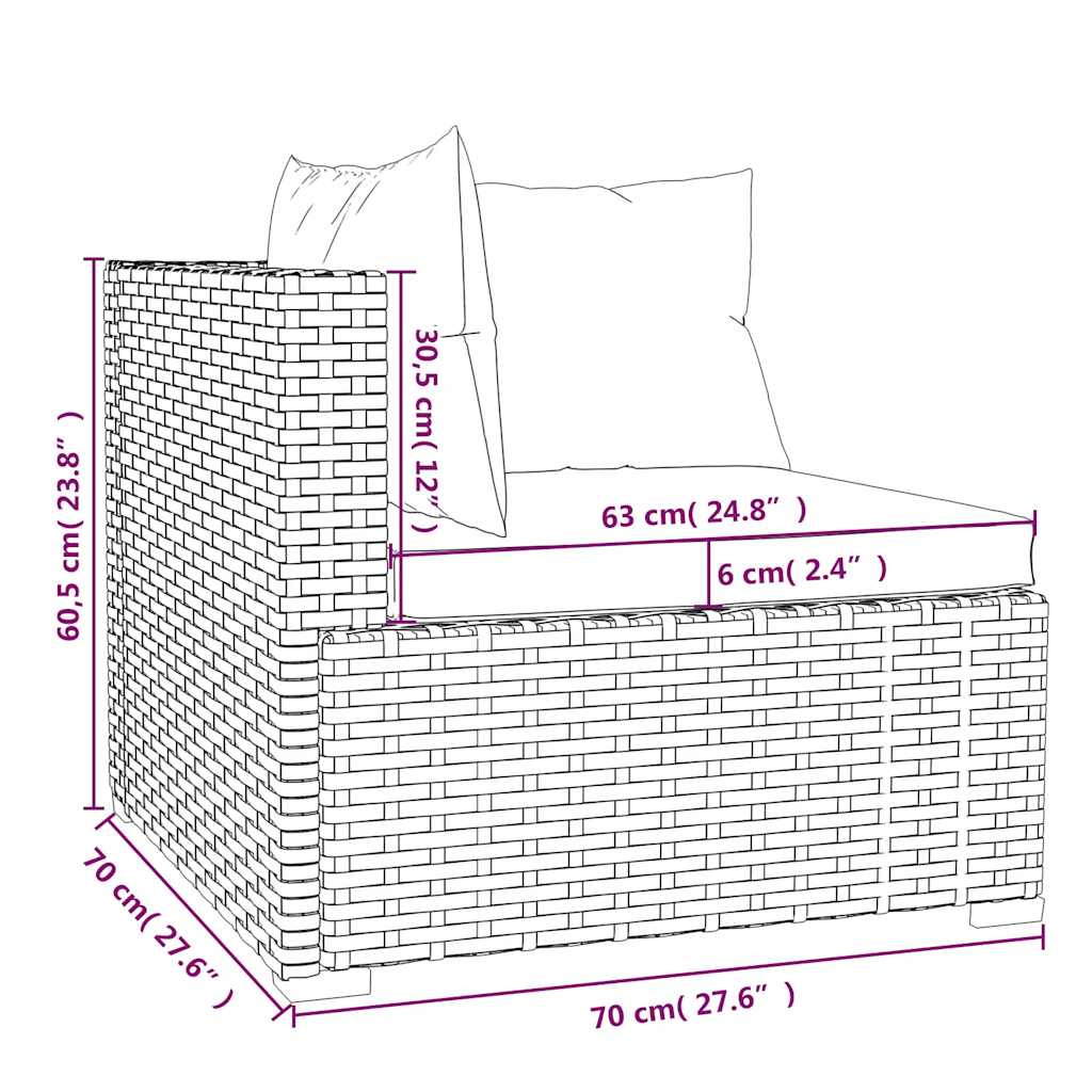 Set Divani da Giardino 4 pz con Cuscini in Polyrattan Grigio | homemem39