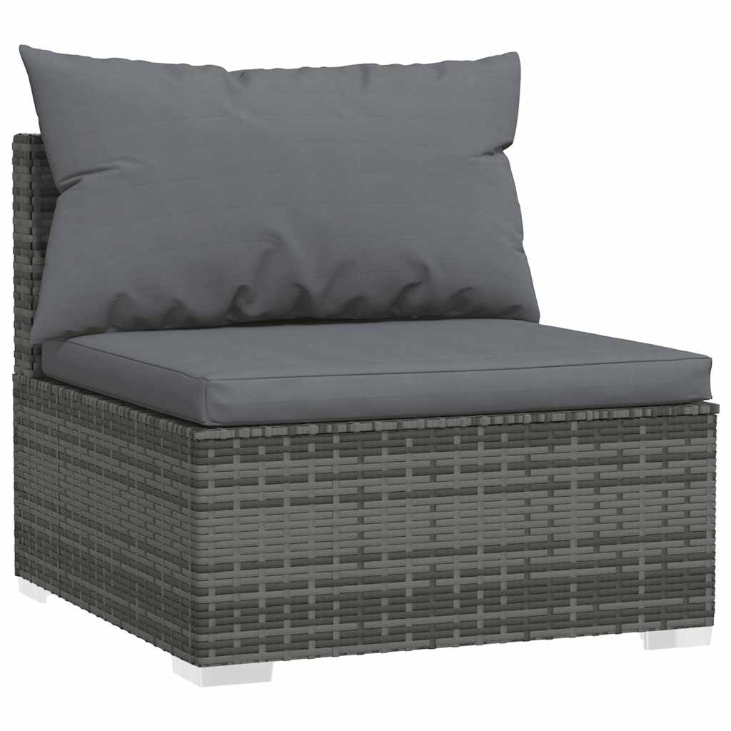 Set Divani da Giardino 5 pz con Cuscini in Polyrattan Grigio | homemem39