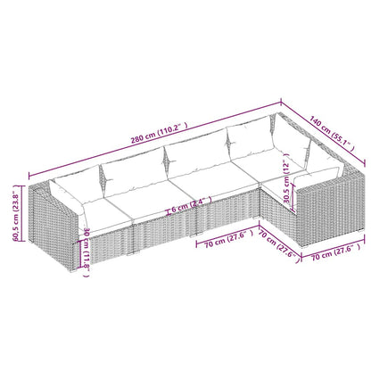 Set Divani da Giardino 5 pz con Cuscini in Polyrattan Grigio | homemem39