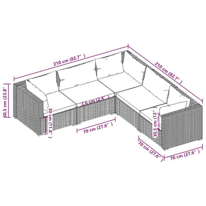 Set Divani da Giardino con Cuscini 5 pz in Polyrattan Grigio