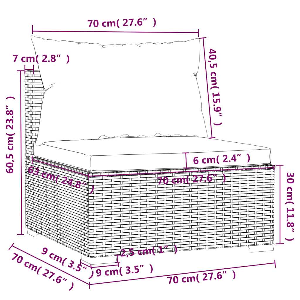 Set Divani da Giardino con Cuscini 5 pz in Polyrattan Grigio | homemem39