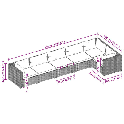 Set Divani da Giardino 6 pz con Cuscini in Polyrattan Marrone | homemem39