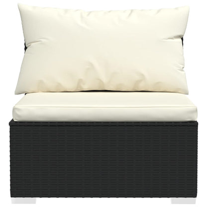Set Divani da Giardino 7 pz con Cuscini in Polyrattan Nero | homemem39