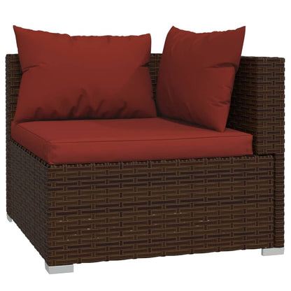 Set Divani da Giardino 7 pz con Cuscini in Polyrattan Marrone | homemem39