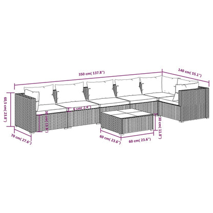 Set Divani da Giardino 7 pz con Cuscini in Polyrattan Grigio | homemem39