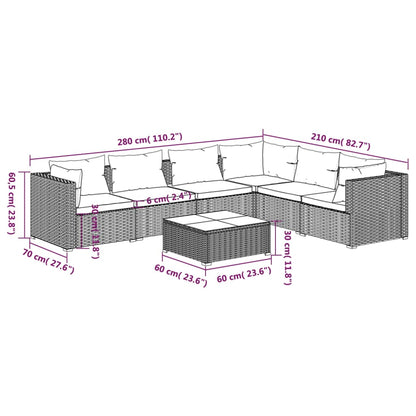 Set Salotto da Giardino 7 pz con Cuscini in Polyrattan Nero | homemem39