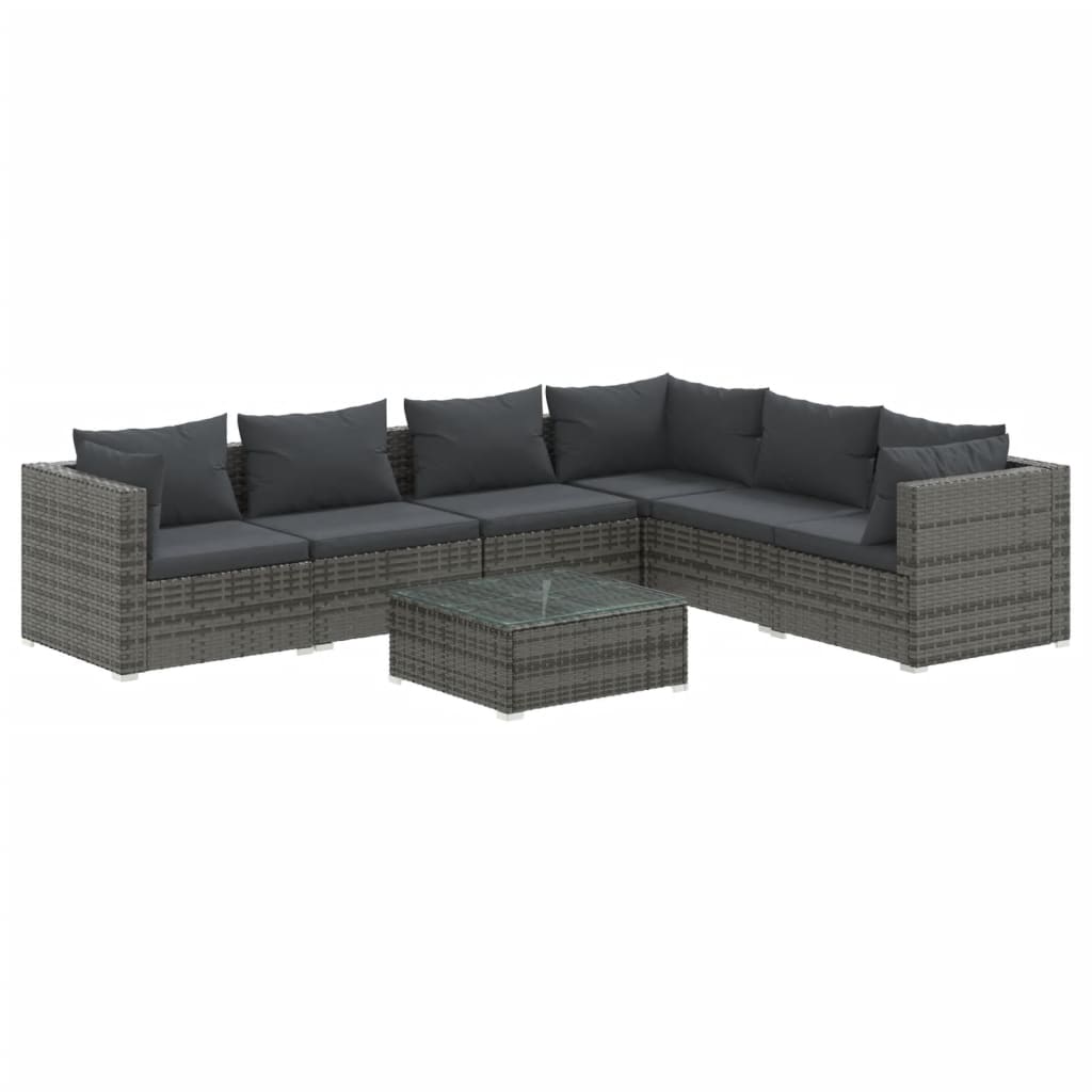 Set Divani da Giardino 8 pz con Cuscini in Polyrattan Grigio | homemem39