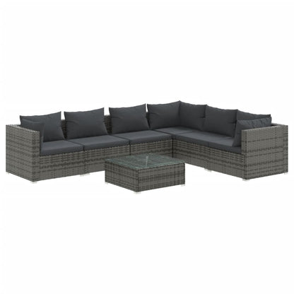 Set Divani da Giardino 8 pz con Cuscini in Polyrattan Grigio | homemem39