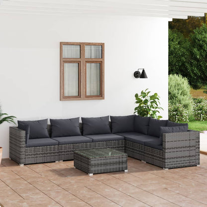 Set Divani da Giardino 8 pz con Cuscini in Polyrattan Grigio | homemem39