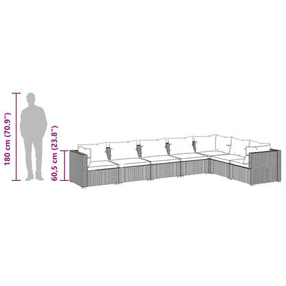 Set Divani da Giardino 7 pz con Cuscini in Polyrattan Marrone