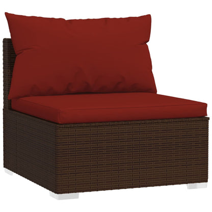Set Divani da Giardino 7 pz con Cuscini in Polyrattan Marrone | homemem39