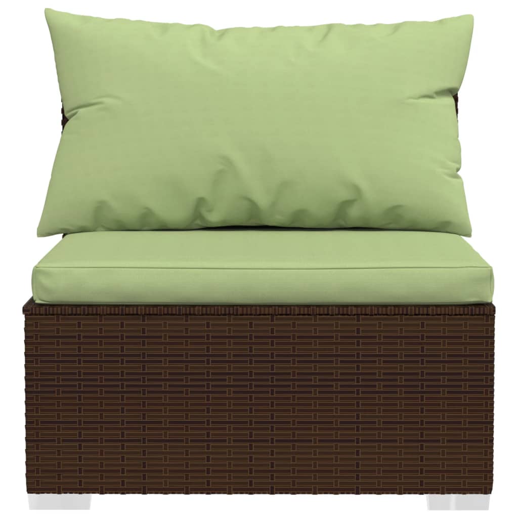 Set Divani da Giardino 7 pz con Cuscini in Polyrattan Marrone | homemem39