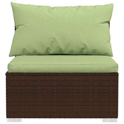 Set Divani da Giardino 7 pz con Cuscini in Polyrattan Marrone | homemem39