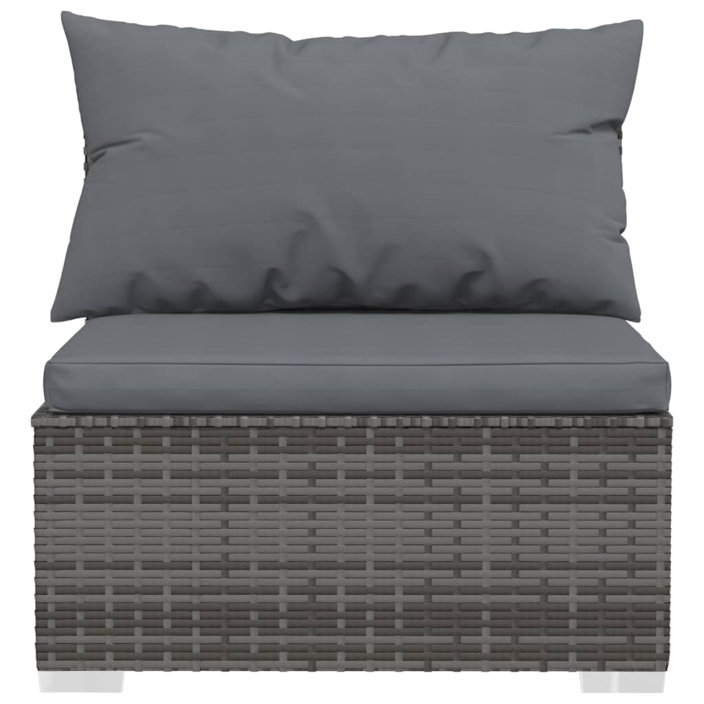 Set Divani da Giardino 7 pz con Cuscini in Polyrattan Grigio | homemem39