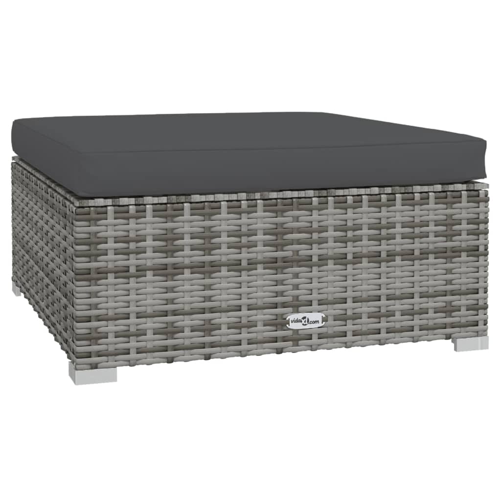 Set Divani da Giardino 7 pz con Cuscini in Polyrattan Grigio | homemem39