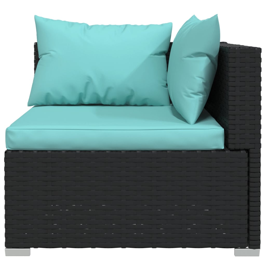 Set Divani da Giardino 7 pz con Cuscini in Polyrattan Nero | homemem39