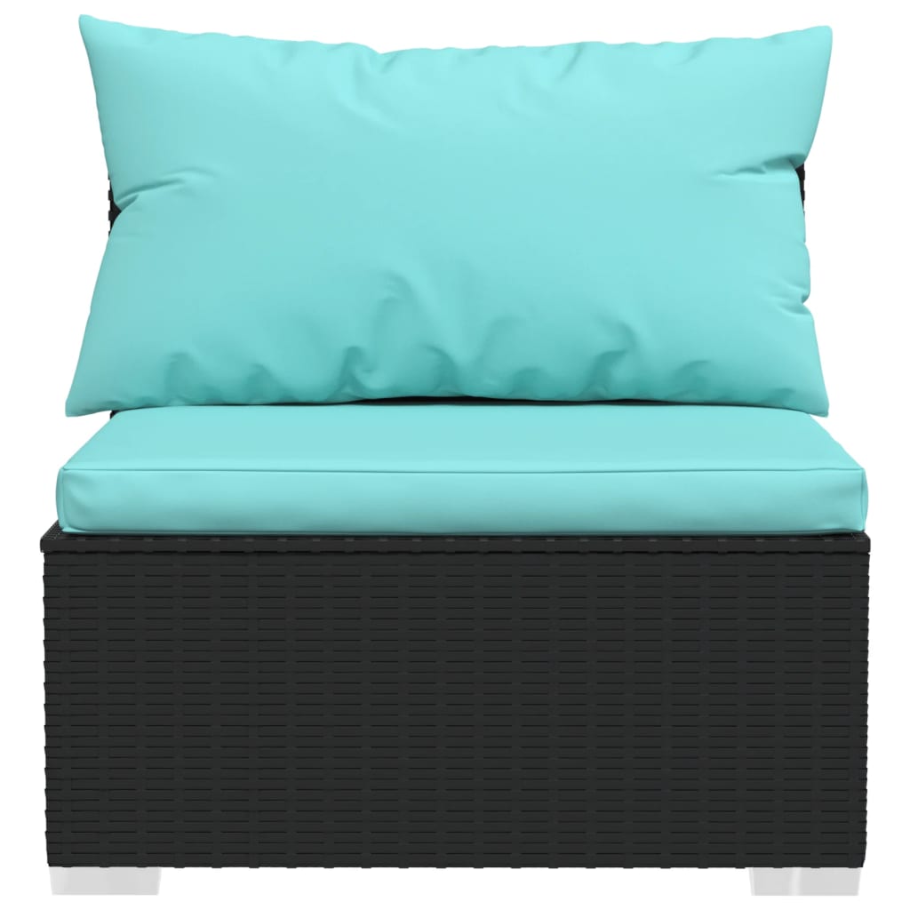 Set Divani da Giardino 7 pz con Cuscini in Polyrattan Nero | homemem39