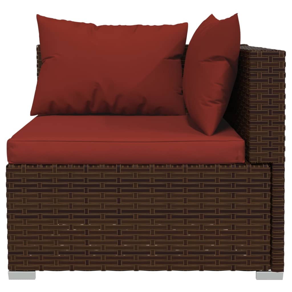 Set Divani da Giardino 7 pz con Cuscini in Polyrattan Marrone | homemem39