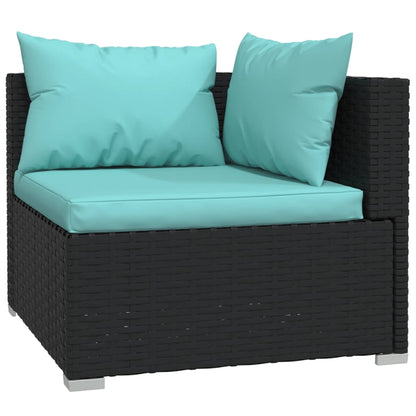 Set Divani da Giardino 7 pz con Cuscini in Polyrattan Nero | homemem39