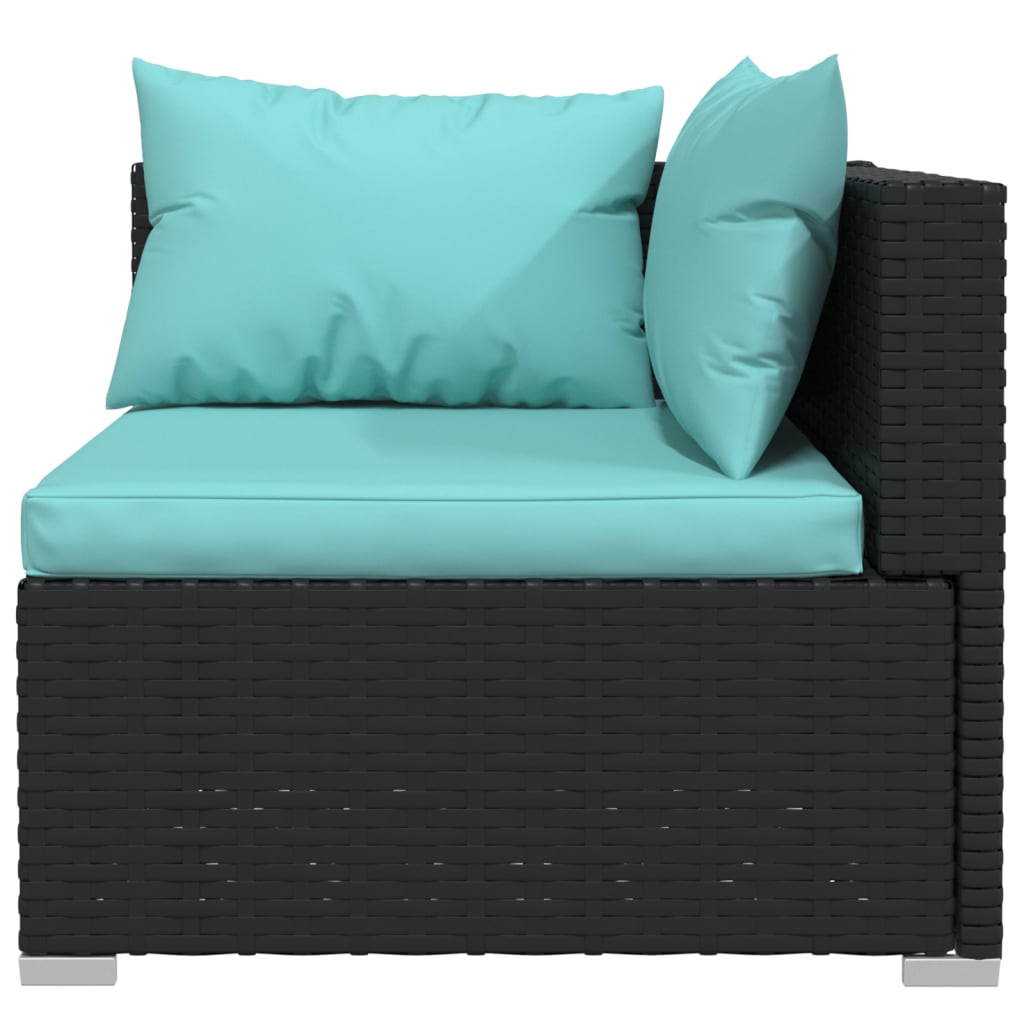 Set Divani da Giardino 7 pz con Cuscini in Polyrattan Nero | homemem39