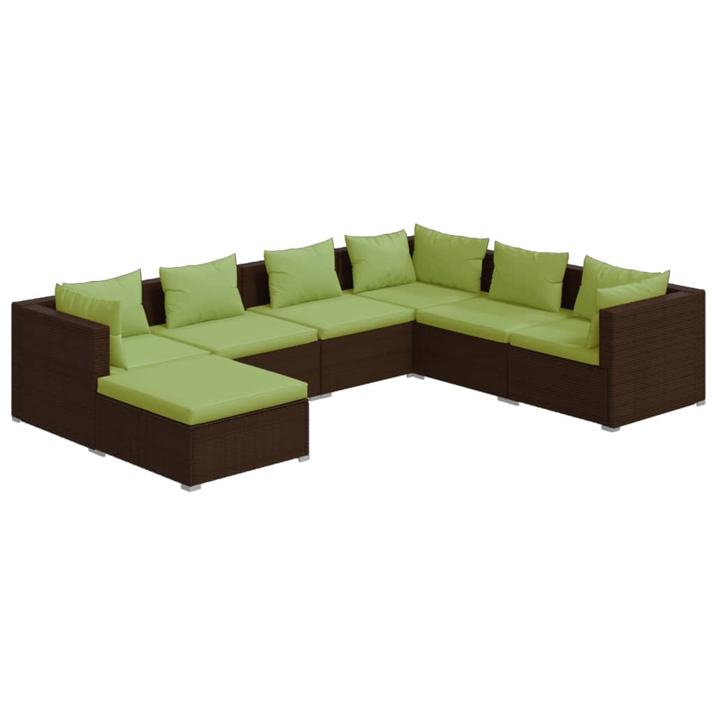 Set Divani da Giardino 7 pz con Cuscini in Polyrattan Marrone - homemem39