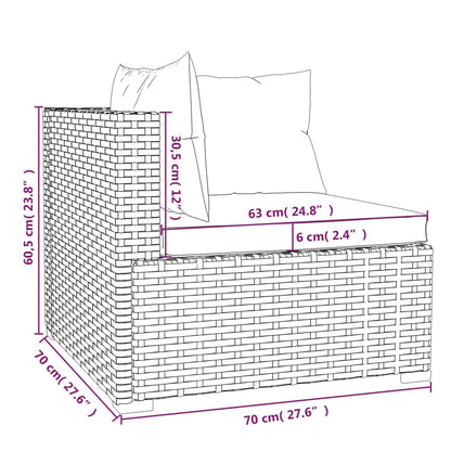 Set Divani da Giardino 7 pz con Cuscini in Polyrattan Grigio