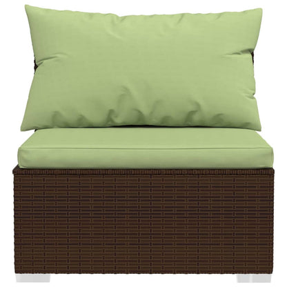 Set Divani da Giardino 7 pz con Cuscini in Polyrattan Marrone | homemem39