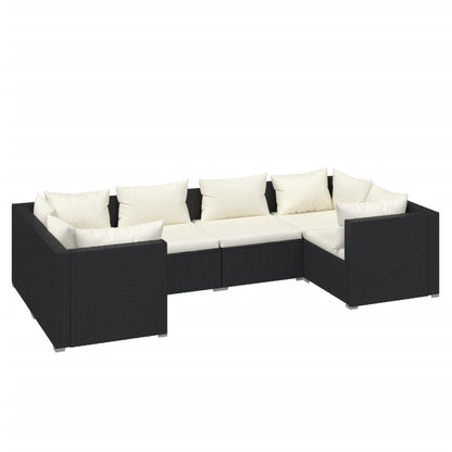 Set Mobili da Giardino 6 pz con Cuscini in Polyrattan Nero - homemem39