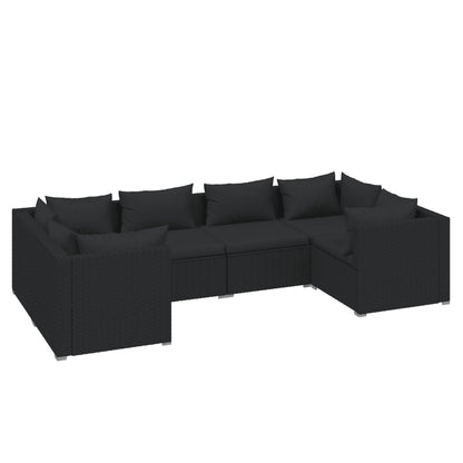 Set Mobili da Giardino 6 pz con Cuscini in Polyrattan Nero - homemem39