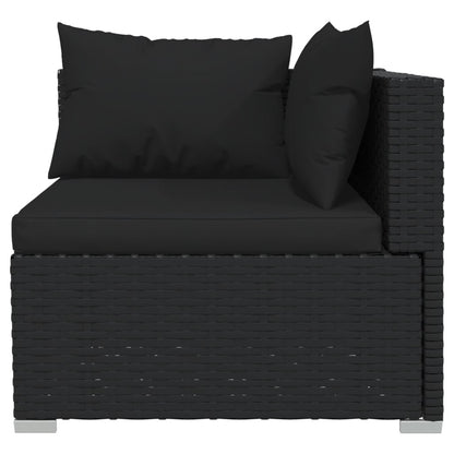 Set Mobili da Giardino 6 pz con Cuscini in Polyrattan Nero - homemem39