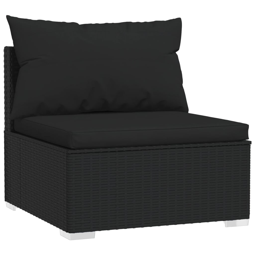 Set Mobili da Giardino 6 pz con Cuscini in Polyrattan Nero - homemem39