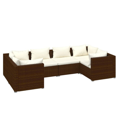 Set Divani da Giardino 6 pz con Cuscini in Polyrattan Marrone - homemem39
