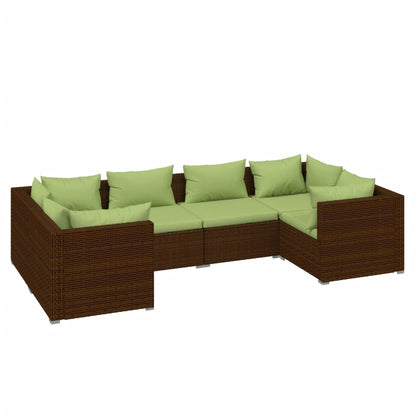 Set Divani da Giardino 6 pz con Cuscini in Polyrattan Marrone - homemem39