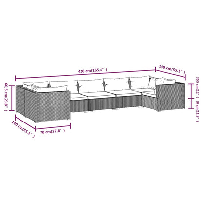 Set Divani da Giardino 7 pz con Cuscini in Polyrattan Grigio | homemem39