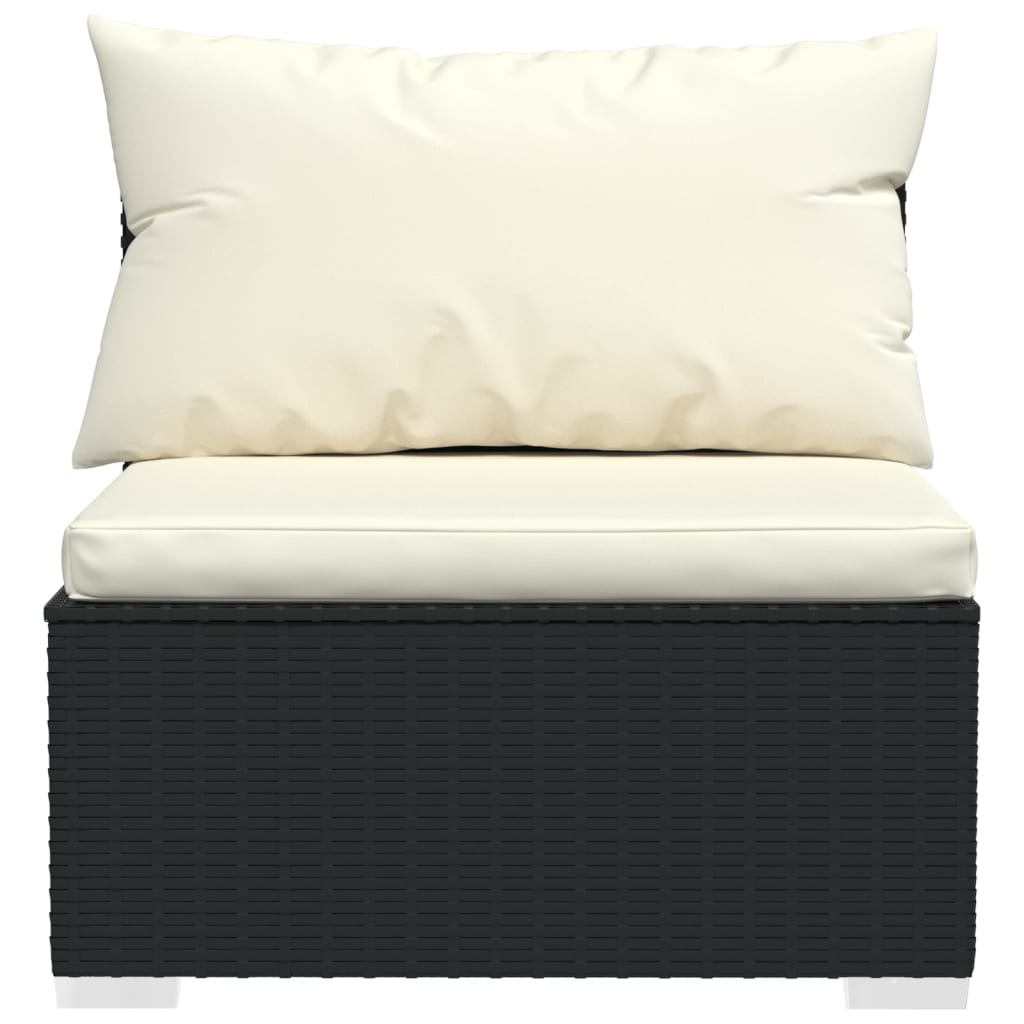 Set Divani da Giardino 10 pz con Cuscini in Polyrattan Nero | homemem39