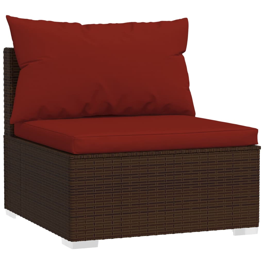 Set Divani da Giardino 10 pz con Cuscini in Polyrattan Marrone | homemem39
