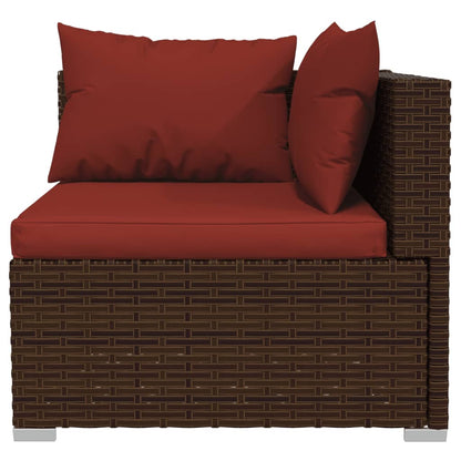 Set Divani da Giardino 10 pz con Cuscini in Polyrattan Marrone | homemem39