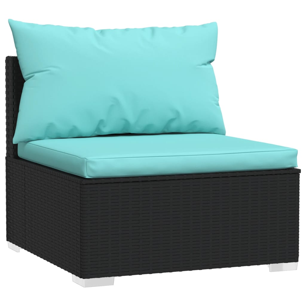 Set Divani da Giardino 4 pz con Cuscini in Polyrattan Nero | homemem39