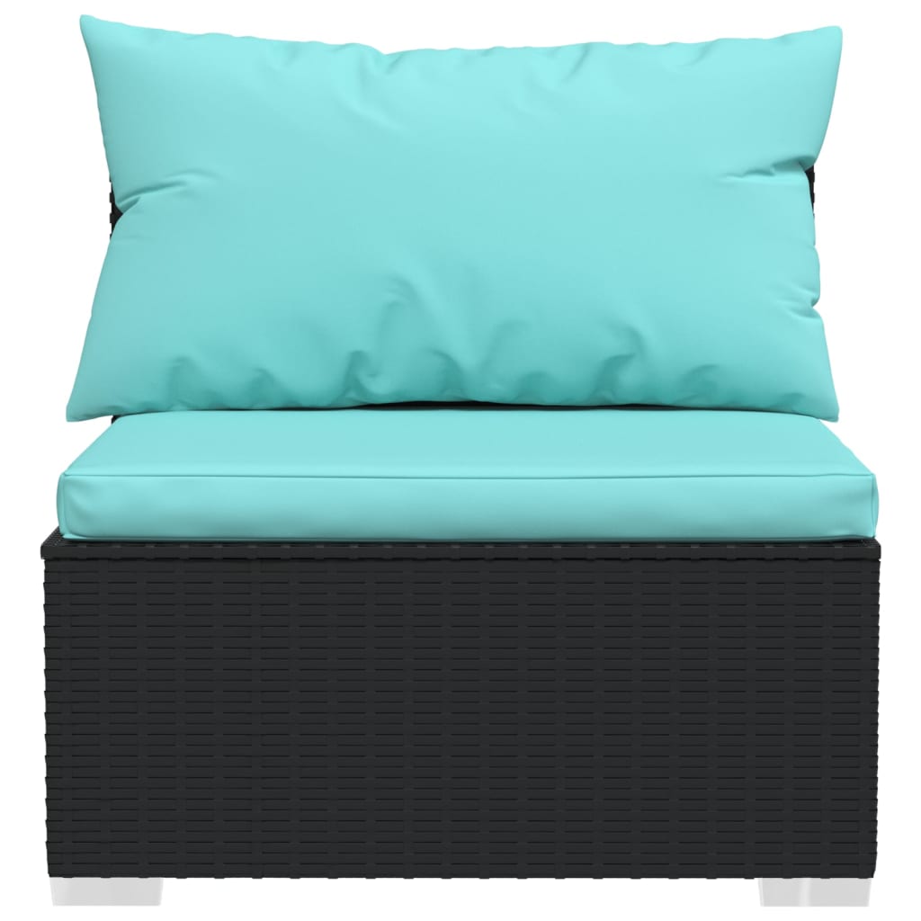 Set Divani da Giardino 4 pz con Cuscini in Polyrattan Nero | homemem39