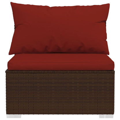 Set Divani da Giardino 5 pz con Cuscini in Polyrattan Marrone | homemem39