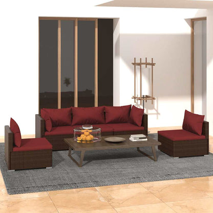 Set Divani da Giardino 5 pz con Cuscini in Polyrattan
