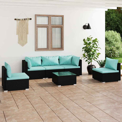 Set Divani da Giardino 6 pz con Cuscini in Polyrattan